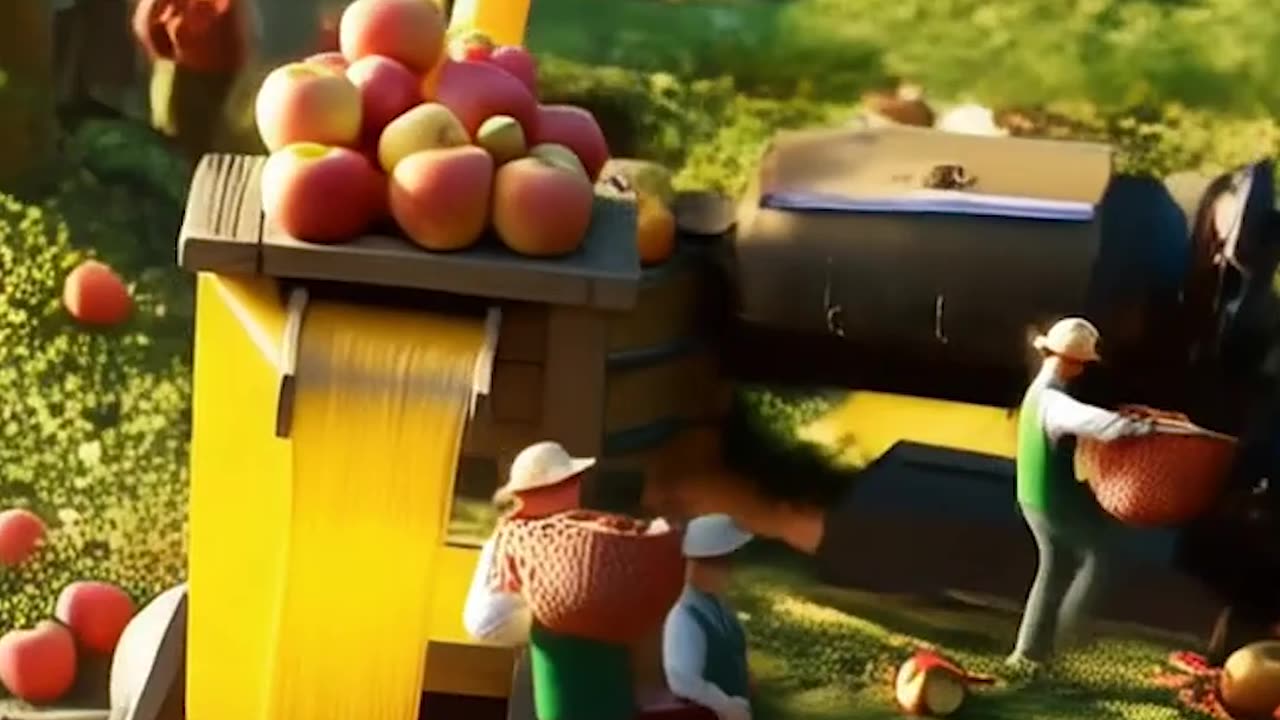 a miniature apple juice pouring out of a garden Ai Video Generator @NanoVisionsAI