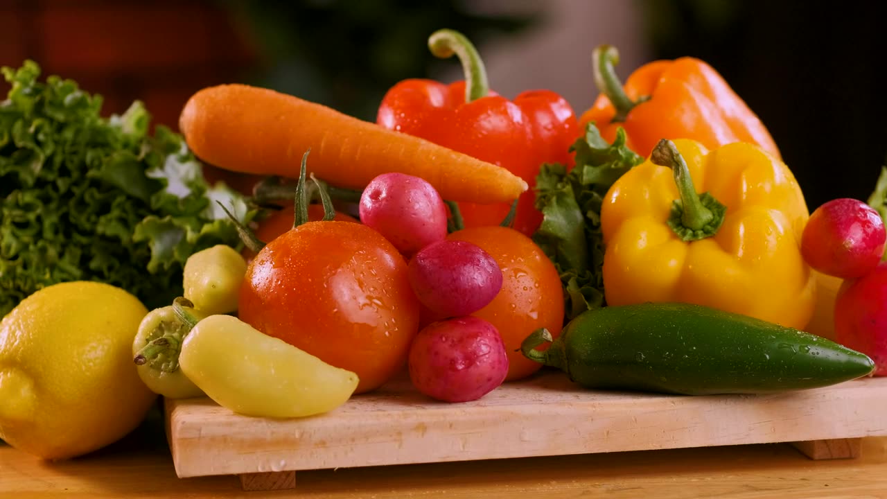 Fresh vegetables placed on top.