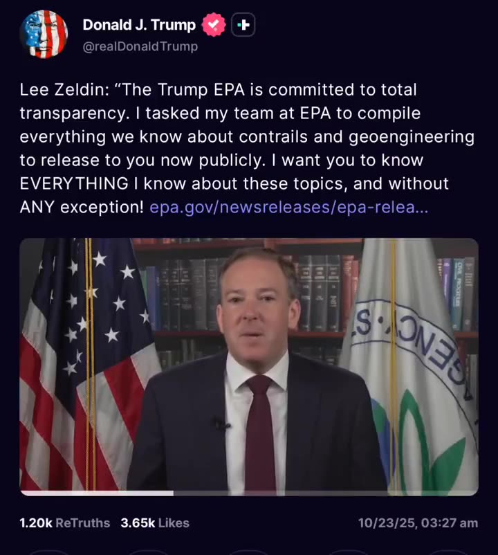 Trump posted about CHEMTRAILS/contrails and geoengineering