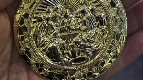Real 10K Gold Nugget Last Supper Pendant
