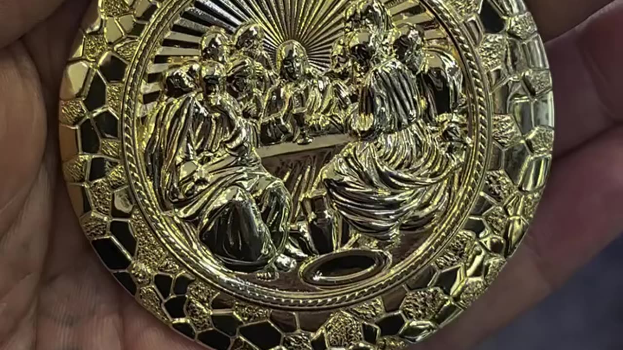 Real 10K Gold Nugget Last Supper Pendant