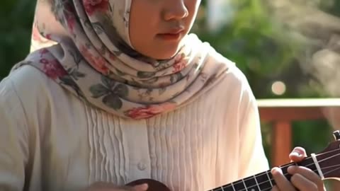 Acoustic Sunset Vibes 🌙 | #muslimah #shorts #guitarshorts