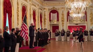 Welcome ceremony by Japan's first female PM at Akasaka Palace for US President Trump