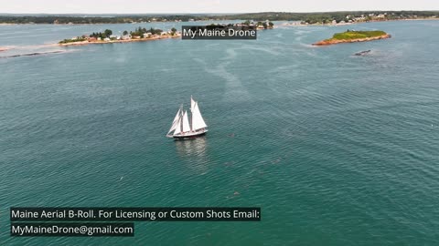 Maine B-Roll (No Sound): Beautiful Schooner sailing in Harpswell, Maine.