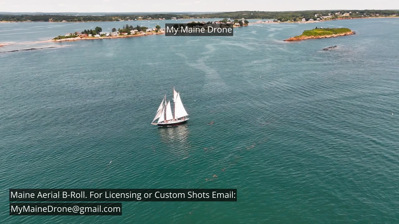 Maine B-Roll (No Sound): Beautiful Schooner sailing in Harpswell, Maine.
