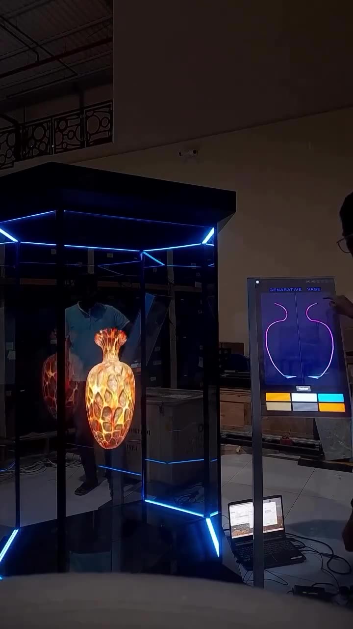 This display turns sketches into glowing 3D vases
