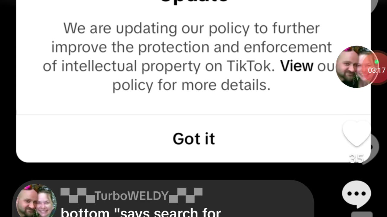 THE MESSAGE TIK TOK LEFT AT THE BOTTOM !!! wow