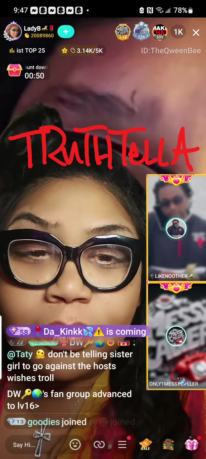 MESSY CALLER VS. LIKENOOTHER ON LADYBEE LIVE