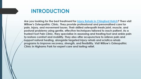Best treatment for Injury Rehab in Chingford Hatch