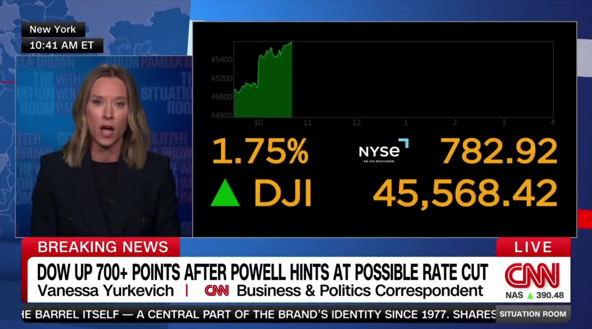 Federal Reserve Chairman Jerome Powell hints at a possible rate cut in September.