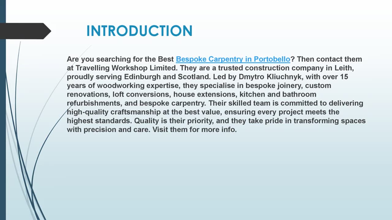 Best Bespoke Carpentry in Portobello