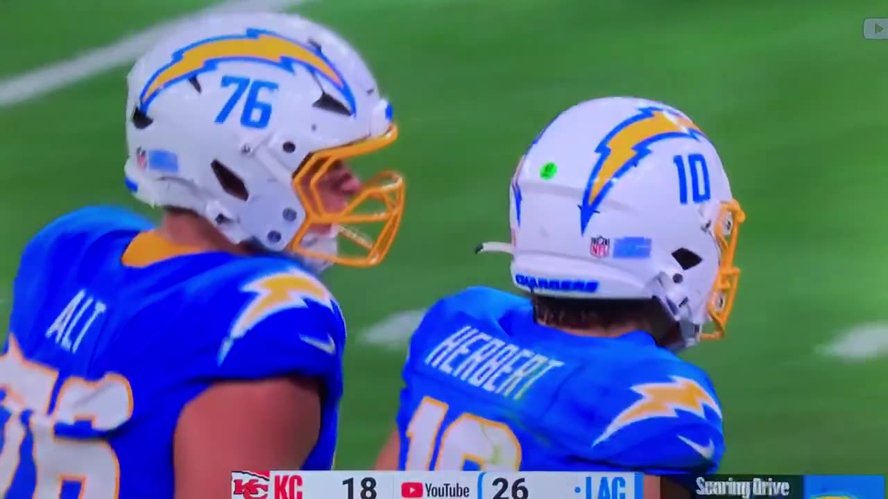Chargers QB #10 Justin Herbert w/300+ yds & 3TD’s