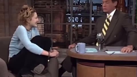 Drew Barrymore Dances and flashes for David Letterman classic television clip