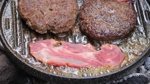 Ultimate Charcoal-Grilled Cheeseburger by the River | Wild Outdoor Cooking