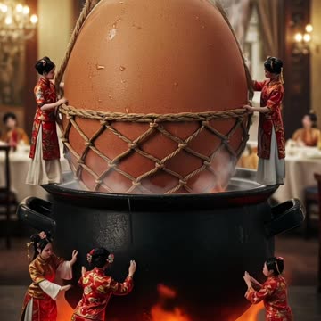 Miniature tiny man woking on EGG