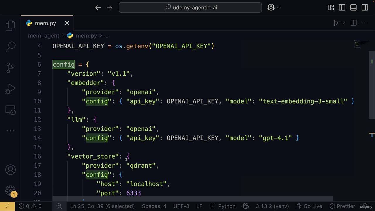 26.10 -Mem0 Configuration with Python for Agents