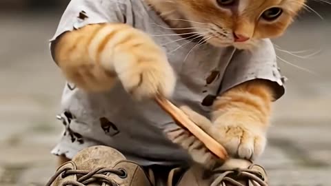 Kitten Shoe Cleaner 😺👟 | The Cutest Little Helper
