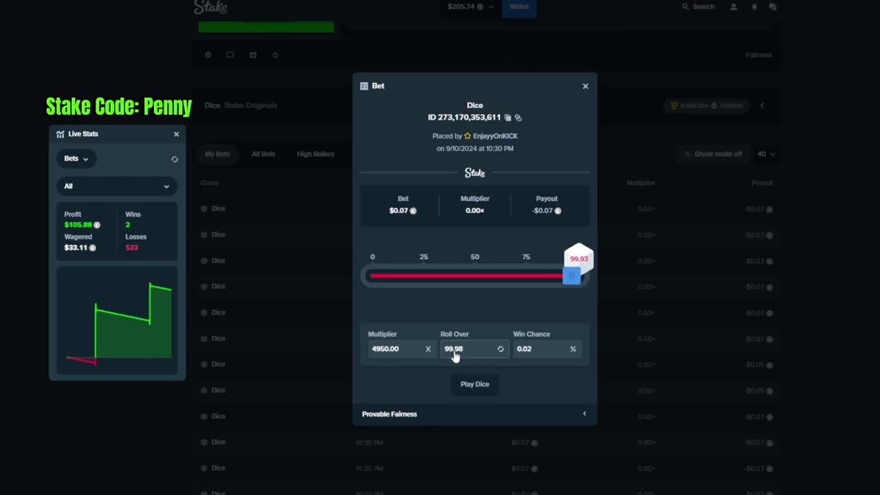ONLY 1000X + ON THIS DICE STRAT (STAKE)