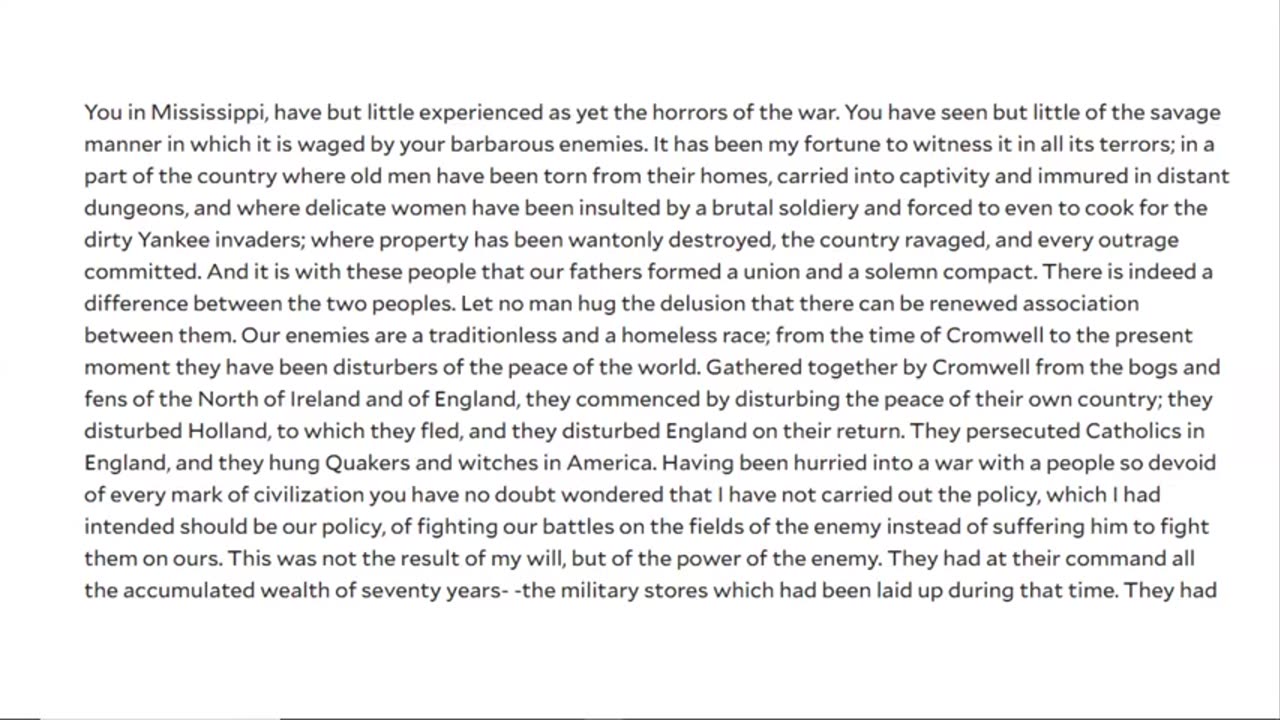 Excerpts from a Jefferson Davis 1862 Speech - is he referring to Jews