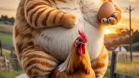 When the cat meets the hen… and it's not a fight, it's a friendship!