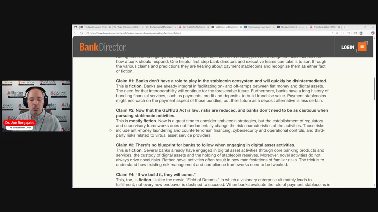 What is myth versus fact for banks when it comes to stablecoins?