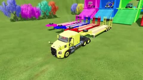 Hauling Emergency Vehicles: Police Cars, Mixers & Fire Trucks with Giant Trucks! – Farming Simulator
