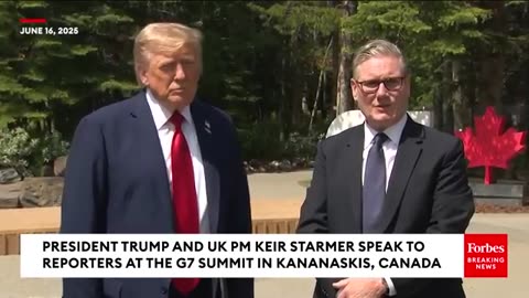 Trump Takes Several Questions From Reporters Alongside UK PM Keir Starmer | G7