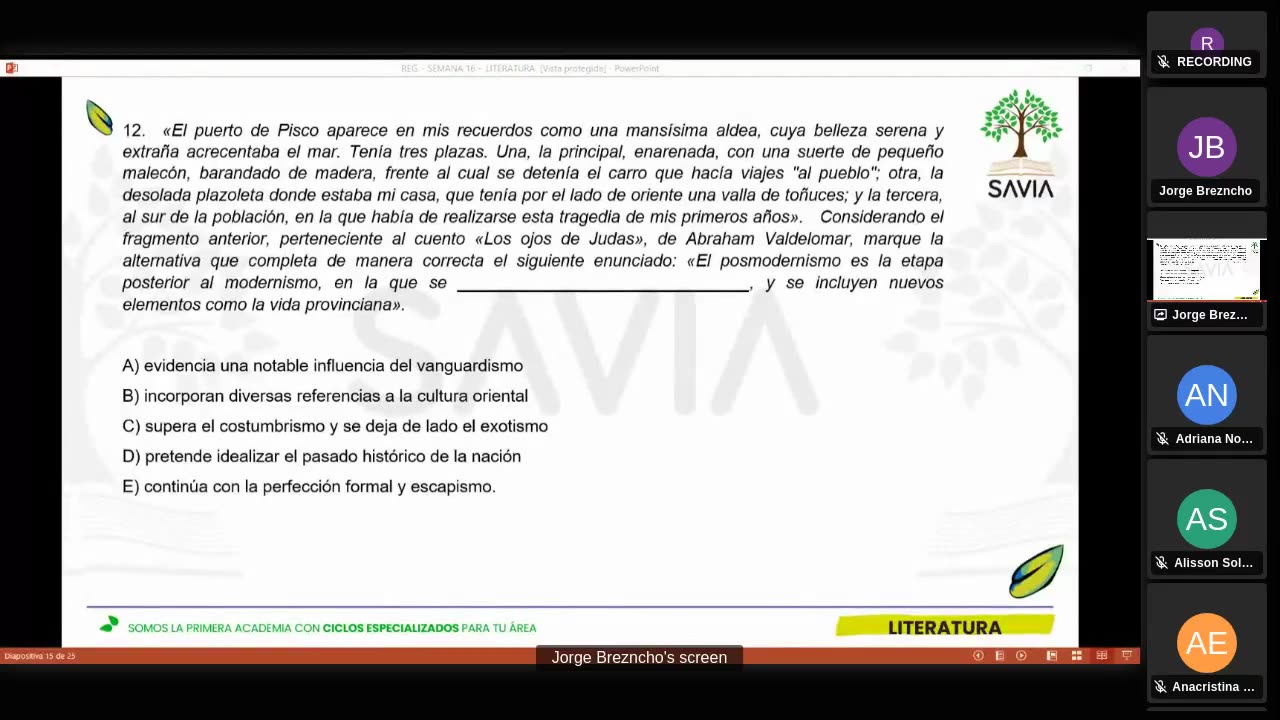 SAVIA SEMIANUAL 2024 | Semana 16 | Literatura