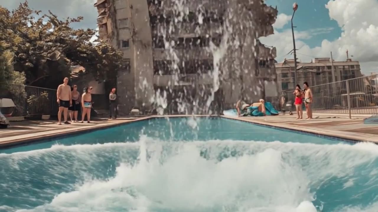 Woman Jumps in Pool 💦 Huge Splash Knocks Down Building 😂 | Funny Viral Video 2025