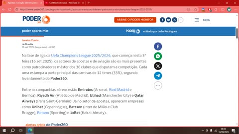 Apostas e aviação lideram patrocínios na Champions League 2025_2026