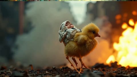 Sunny Chick Flies Through Flames - AI