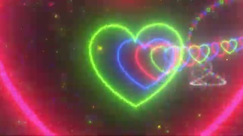 1177. 4K Rainbow Heart Neon Tunnel Glowing Roller Coaster Loop Background 60 FPS
