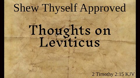 Thoughts on Leviticus
