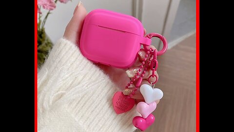 Buy Cute Pink Heart Silicone AirPods Case with Keyring – Fits Apple AirPods