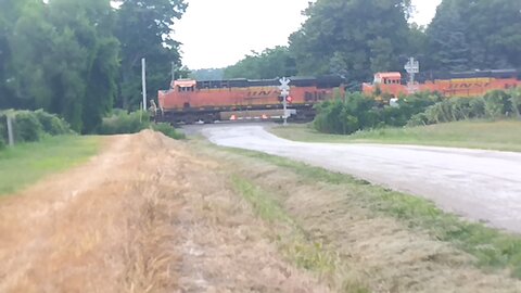 BNSF locomotives leading a CSX train!