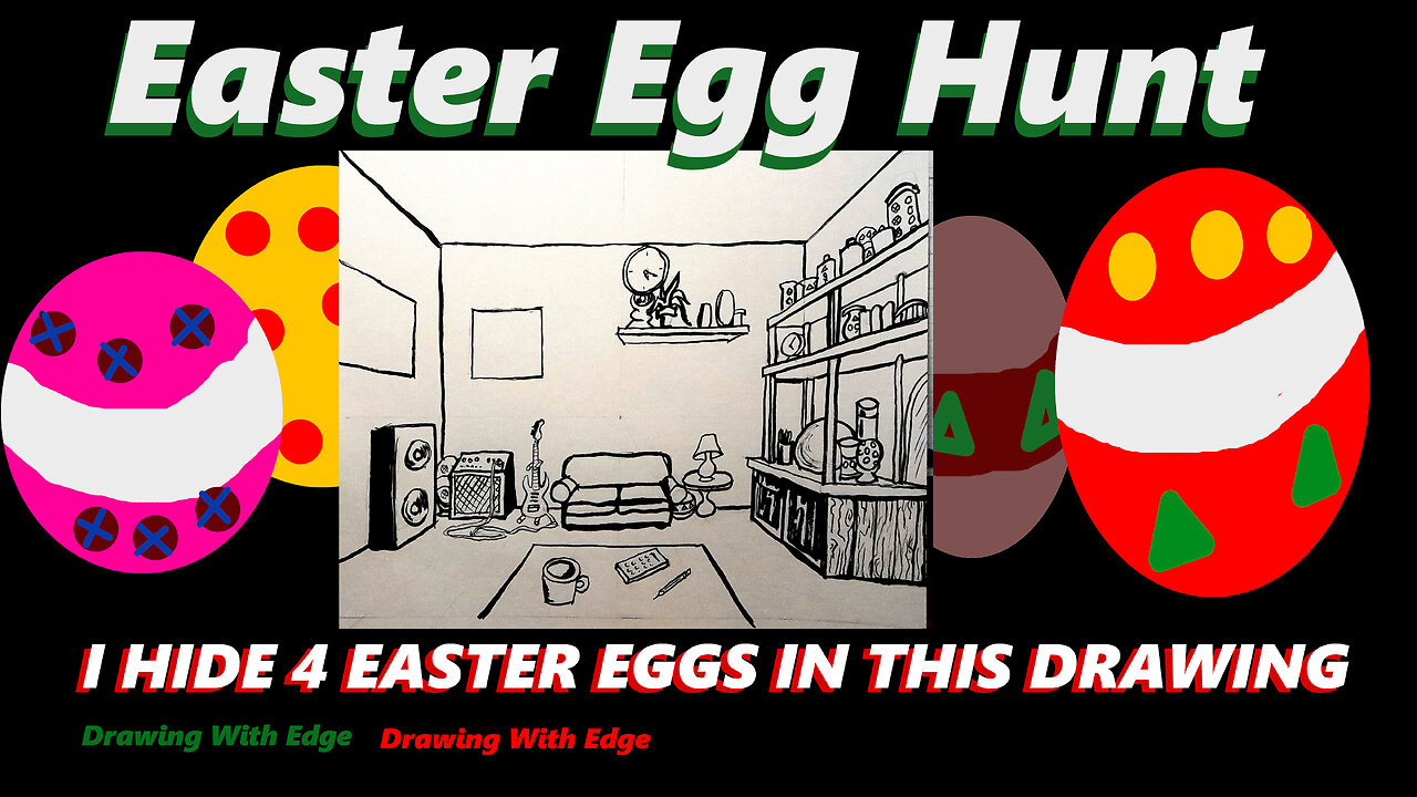I Hide Easter Eggs in this Drawing. Time laps with music