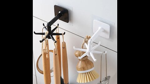 Rotatable 6-Claw Wall Hook Hanger, for Kitchen, Bathroom, Towel & More (5-Pack)