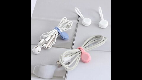 Reusable Magnetic Silicone Cable Ties, for Earphones, Charging Cables, Snacks (3-Pack)