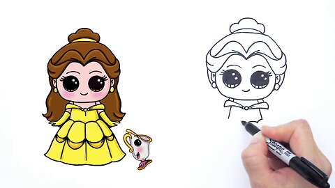 How to Draw Disney Princess Belle from Beauty and the Beast Cute