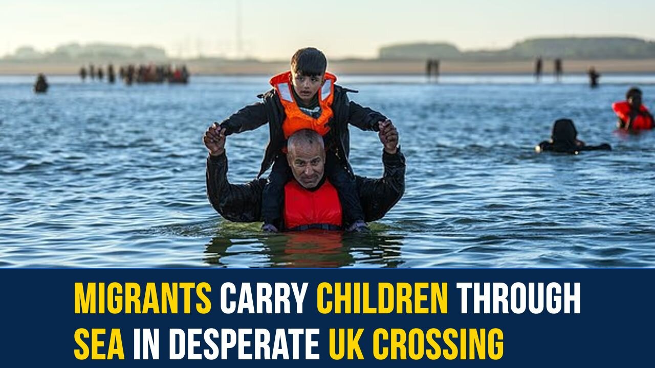 UK-Bound Migrants Seen Forcing Through Sea With Children