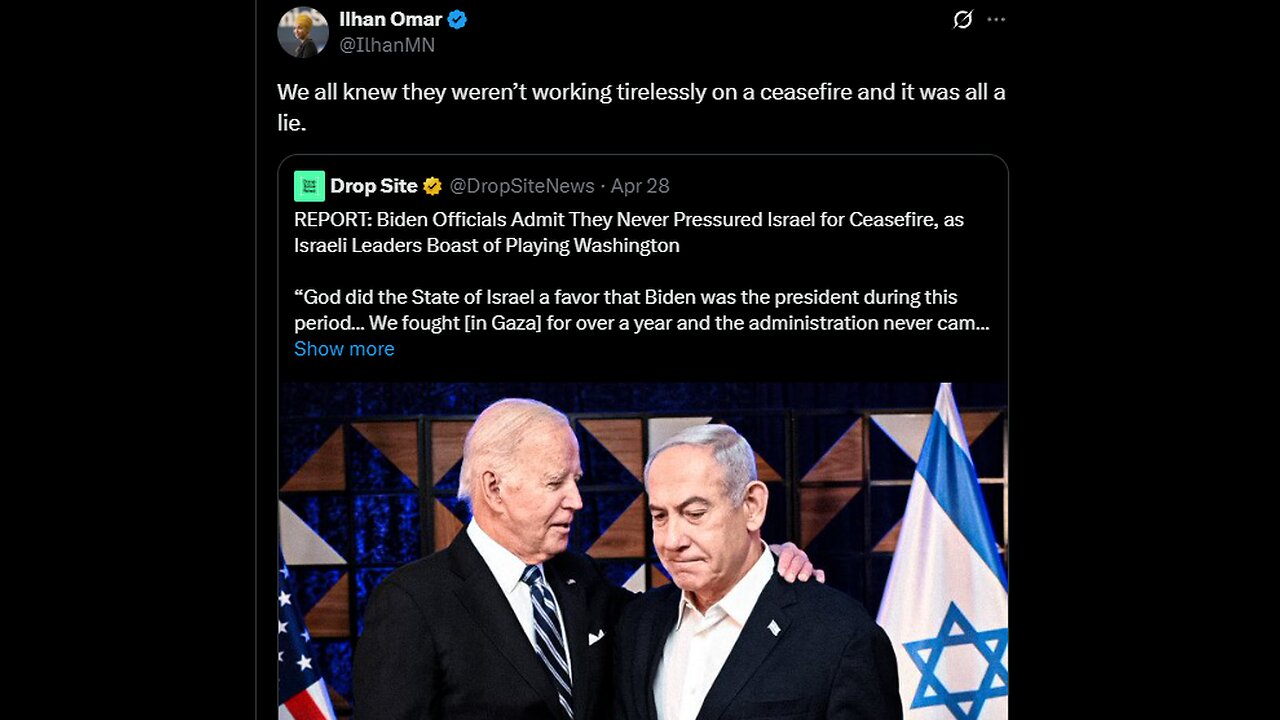 Ilhan Omar Craps On Biden-Harris Ceasefire | "Snipes" At AOC | Should Ilhan Be Criticized Too?