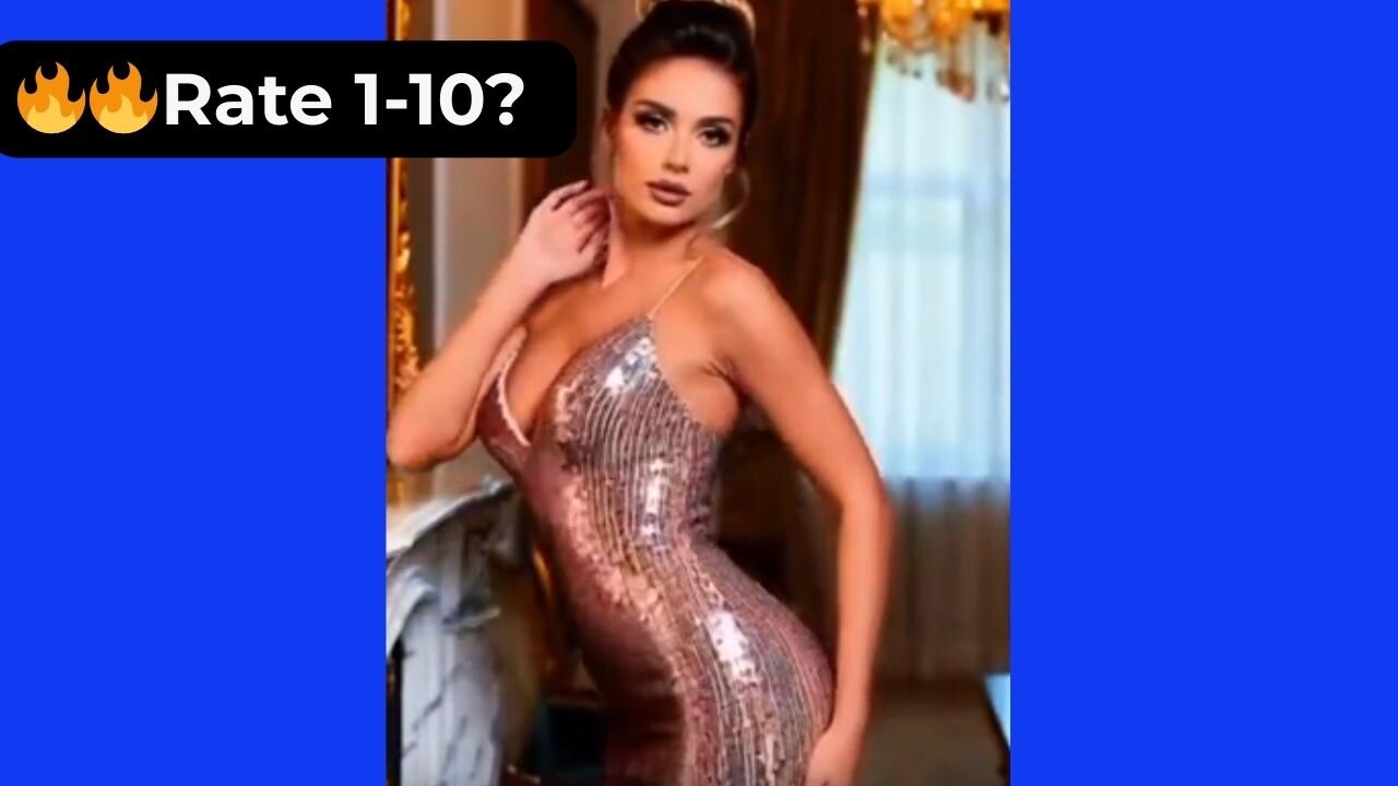 🔥 Rate Her Body in This Shiny Silver Evening Dress 1-10? 😍 Supermodel 4K