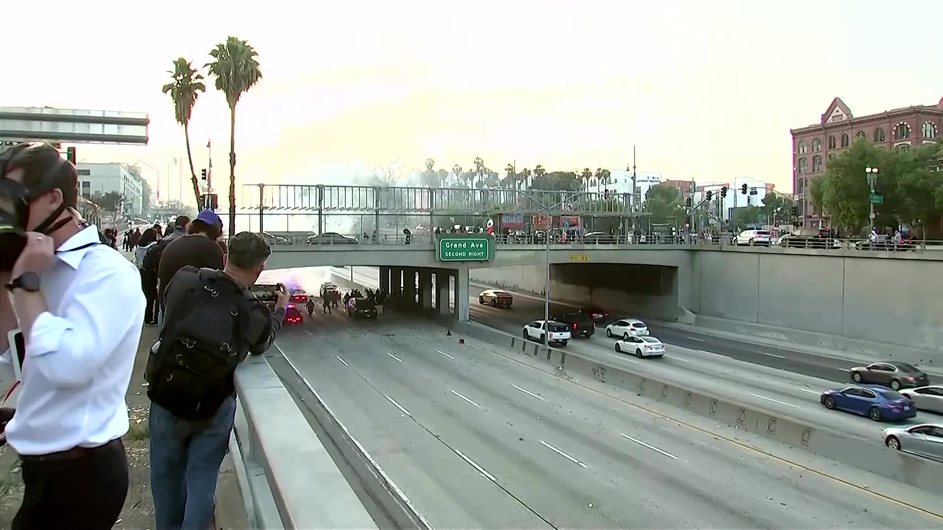 Highway patrol vehicle set on fire during LA anti-ICE protests