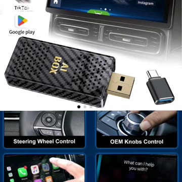 Mini AI Car Video Box — 3-in-1 Wireless CarPlay and Android Auto Adapter!