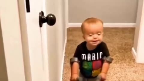 The way this amazing boy is so excited to tell his best friend he`s walking