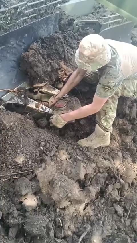 Demining Plow Goes Straight Through Anti-Tank Mine