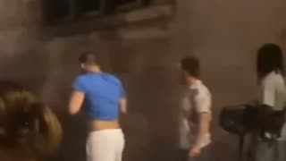 The usual suspect in France kicks a woman in face on ground and then runs away