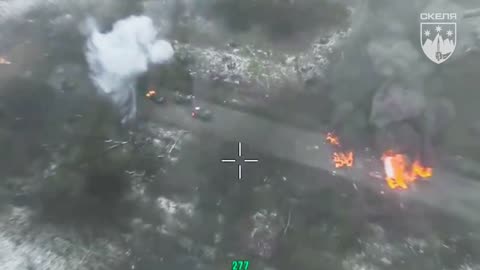 Ukrainian Drones and Artillery Zero In On Massive Armored Column Caught Out in the Open