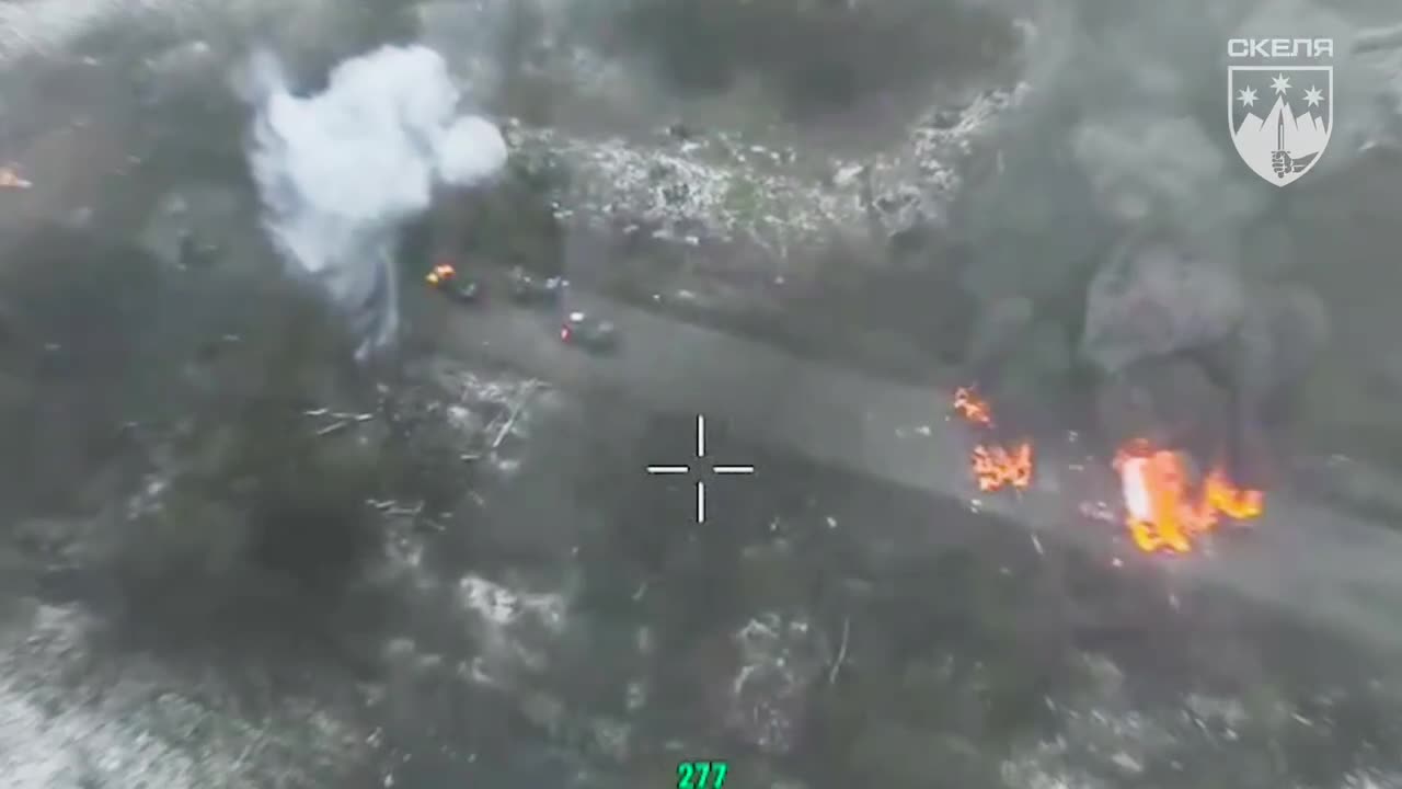 Ukrainian Drones and Artillery Zero In On Massive Armored Column Caught Out in the Open