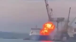 (INSANE) Low Flying Russian Attack Drone Slams into Turkish Cargo Ship At Port in Odessa